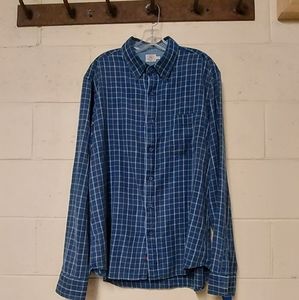 Faherty Blue Plaid Long Sleeve Button Up Organic Cotton Shirt Men’s SZ XL